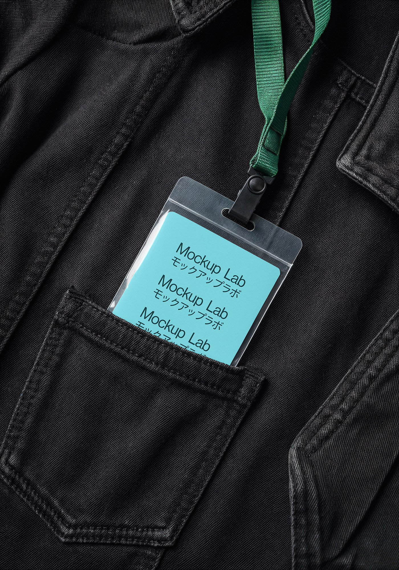 Close-up view of a round badge mockup with a customizable design on a light background.